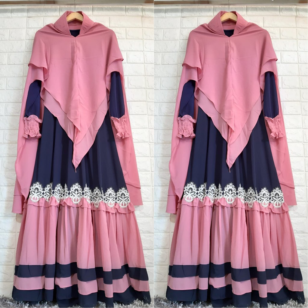 Gamis Syari Ceruty renda Premium