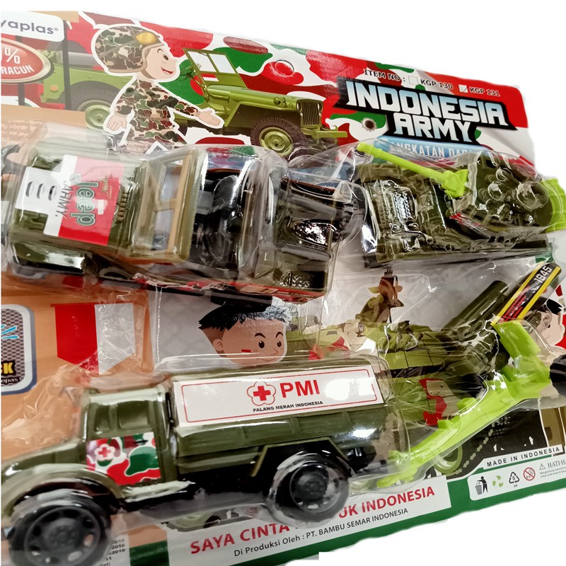 Mainan anak laki laki diecast mobil tentara