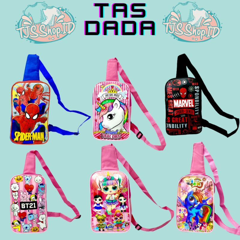 Tas Dada Selempang Anak Jumbo Premium Karakter Anak Lucu