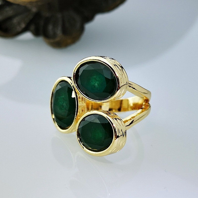 Cincin Wanita Ukuran 5-12 Gaya Retro Aksen Emerald Untuk Pernikahan Dan Pertunangan