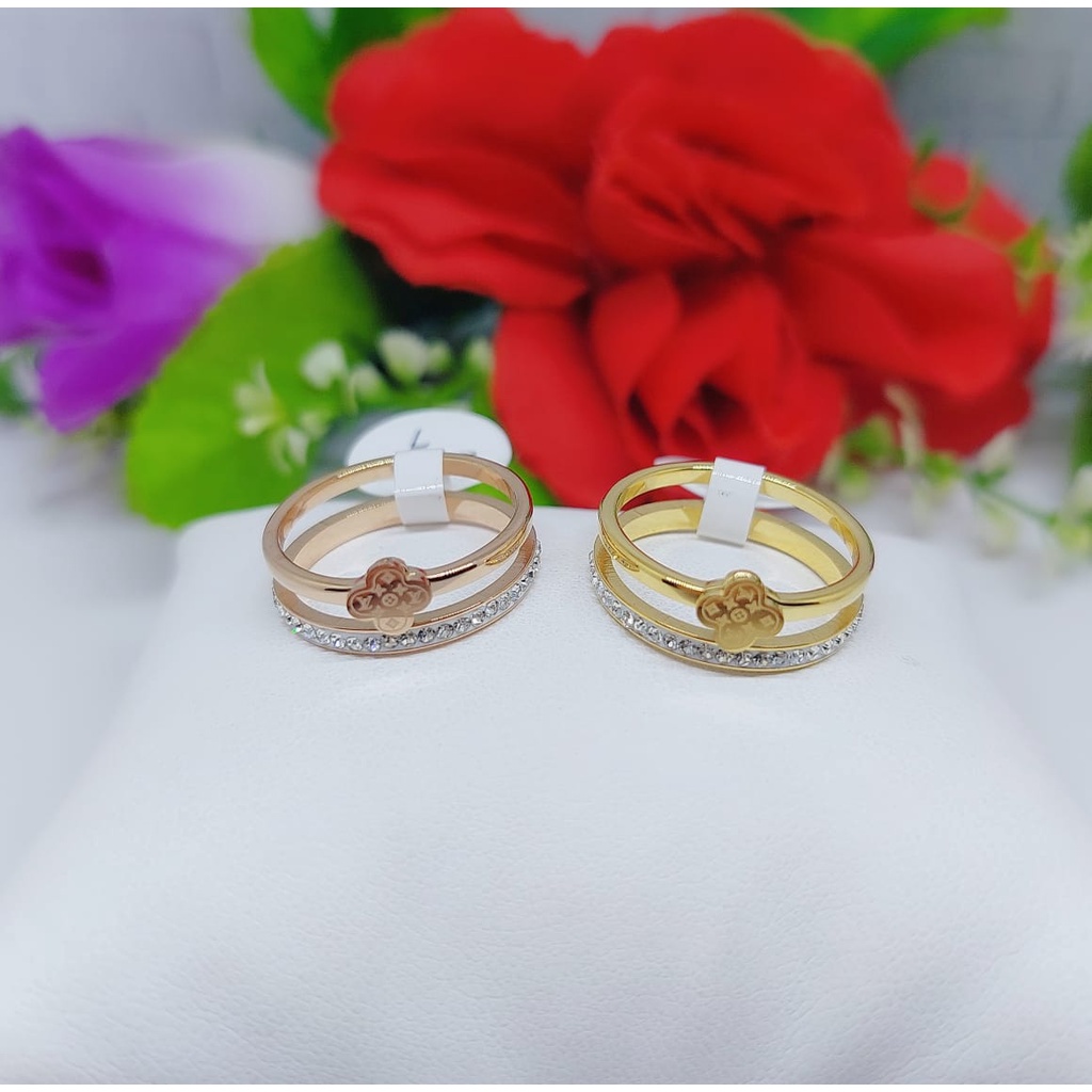 Cincin titanium permata lapis emas 0122-0124