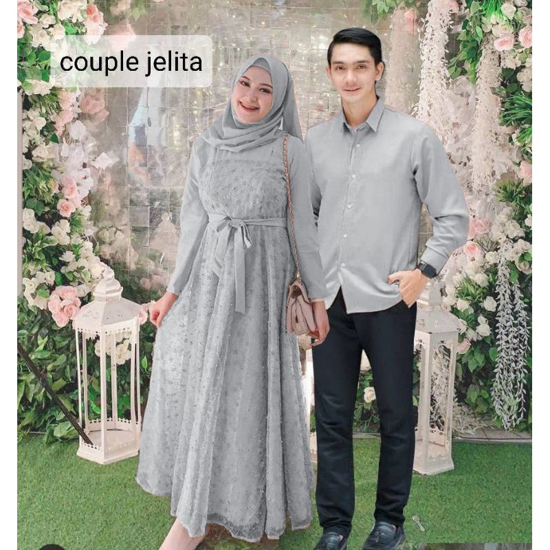 ELDE 12 ORI Maxi jelita dress mostcrepe Mix brukat TILE KELILING mutiara GAMIS / COUPLE JELITA-3