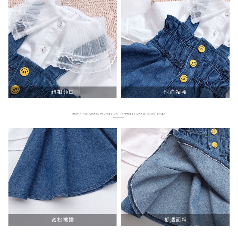 Setelan Overall Anak Perempuan Denim Import AVA 3 - 8 tahun Korean Style