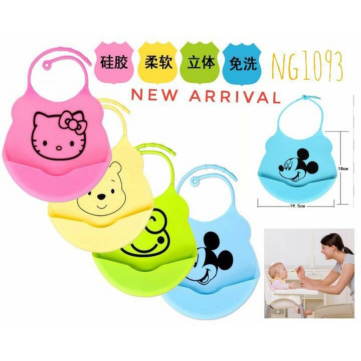 MOMO - SLB02 slabbber waterproof hk mickey pooh keroppi kantong bib anak