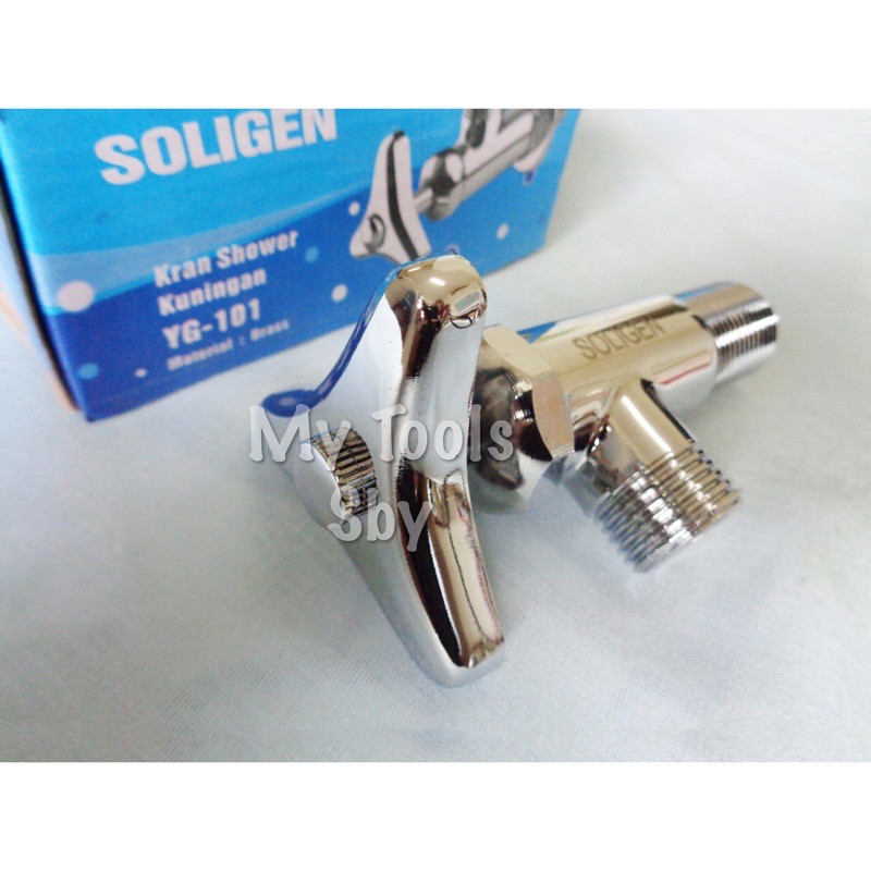 Stop Kran / Keran Shower Kuningan Full Chrome 1/2” Soligen 101