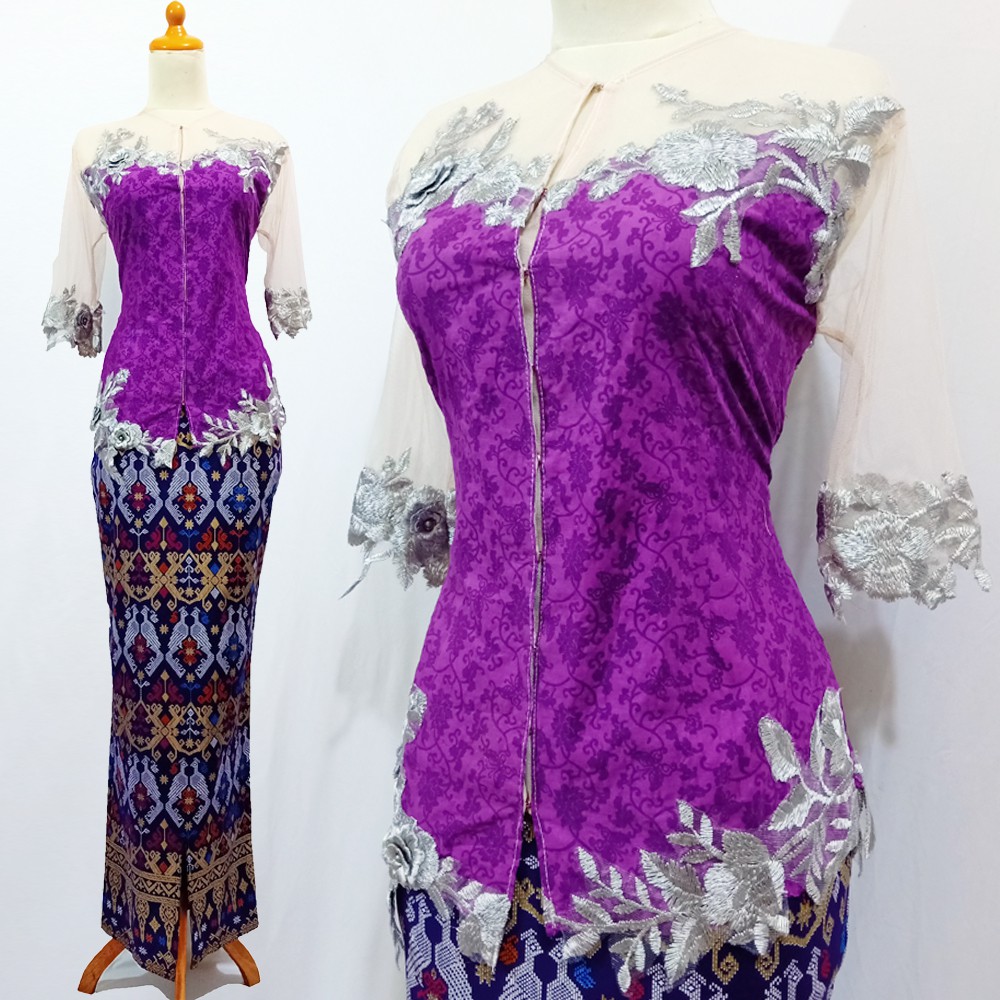 Set Kebaya Wisuda Tunangan Embos Batik Murah Real Pic Lengan Pendek