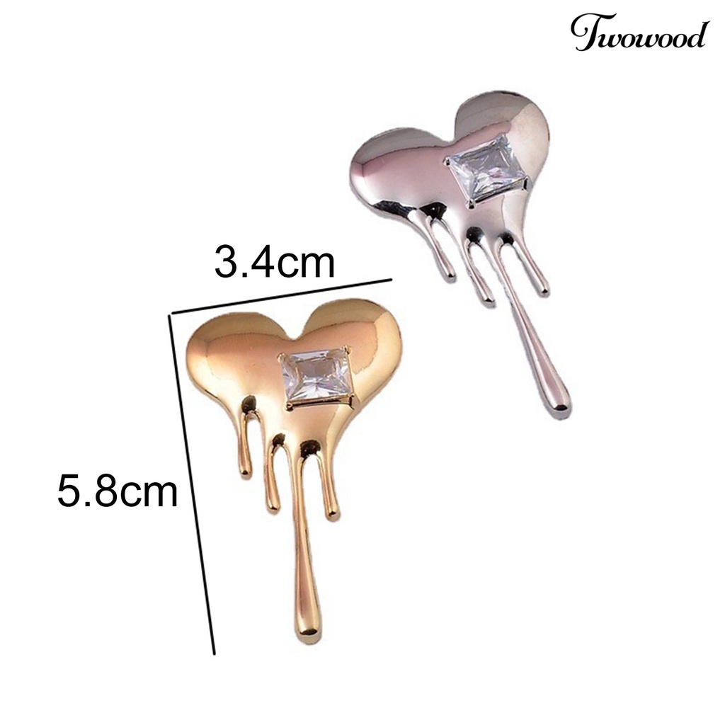 Twowood Mini Exquisite Lapel Pin Gift Heart Shaped White Cubic Zirconia Brooch Pin Costume Accessories