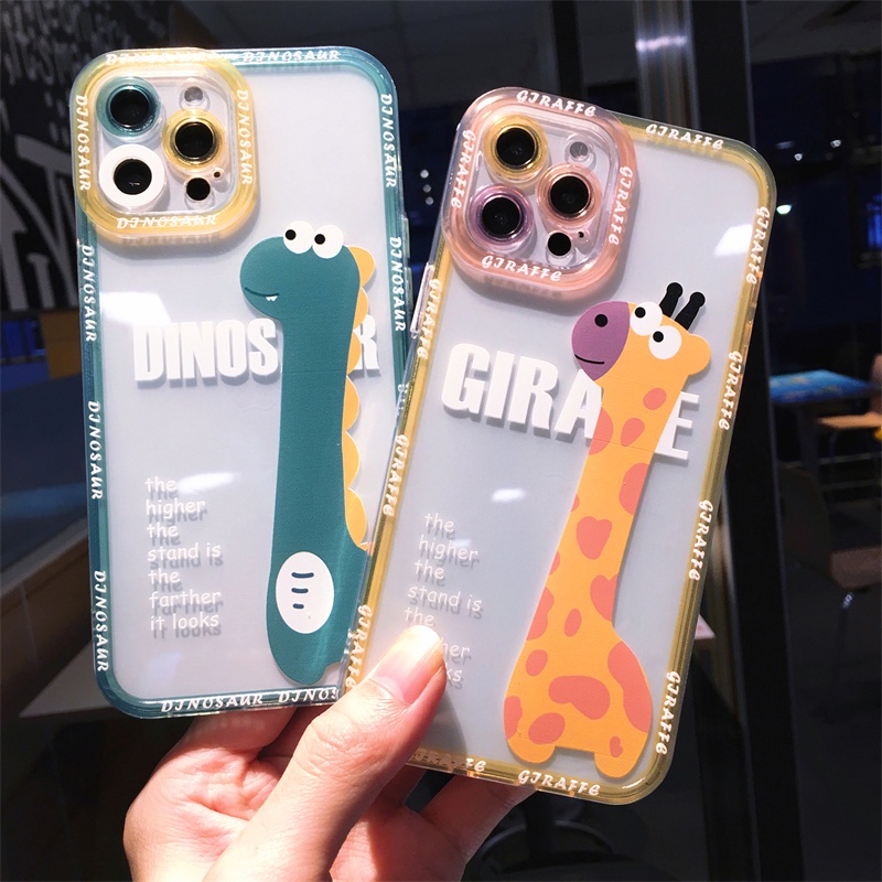 Soft case Pelindung Kamera Motif Kartun Jerapah Untuk iphone 11 pro max 13 12 pro max X Xs max XR 7plus 8plus 7 8 se2020