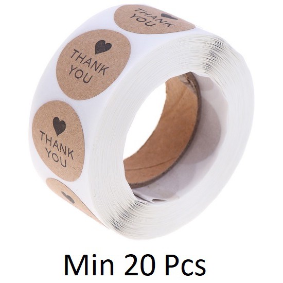 

TQK02 Per Pcs Sticker Label Logo Tempel Thank You Bulat D 2.5 cm Seal Packing Kraft Letter Black