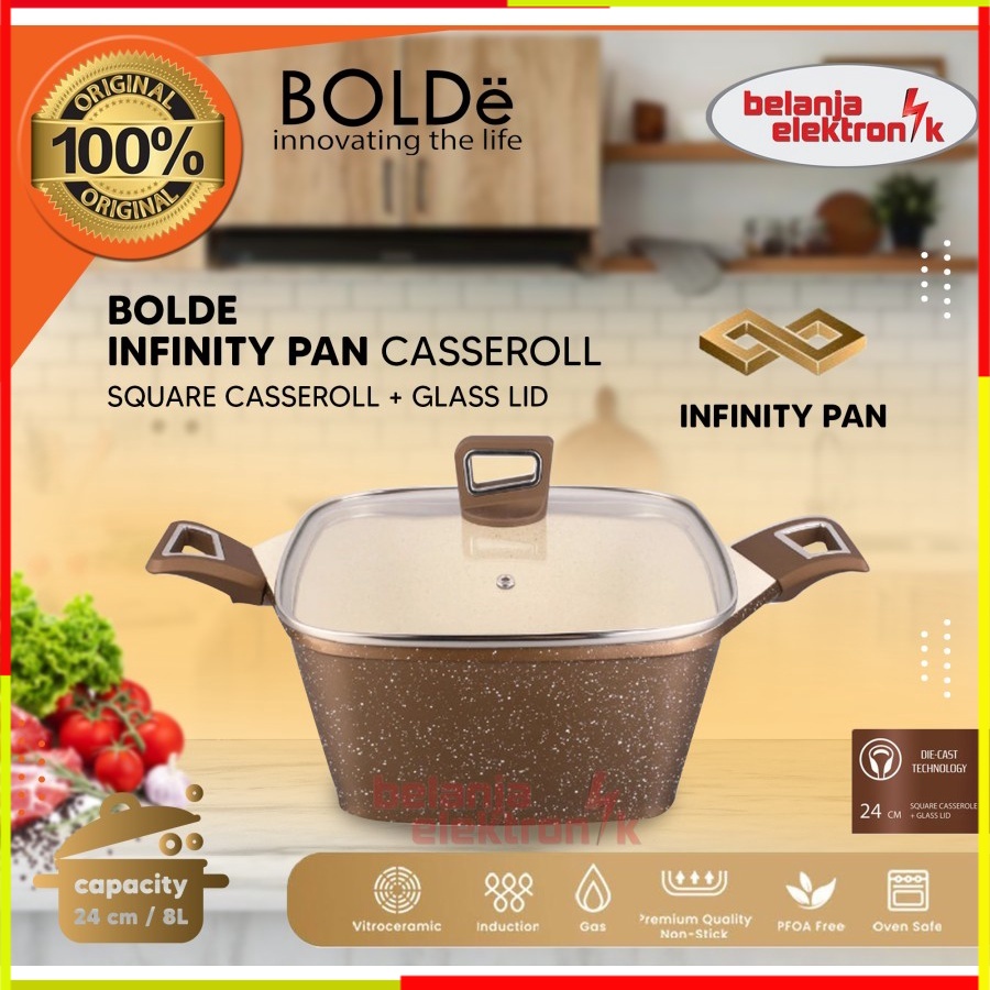 PANCI BOLDE CASSEROLE 24CM LID INFONITY GRANITE SET PANCI BOLDE SET INDUKSI TEPLON TEFLON PENGGORENG