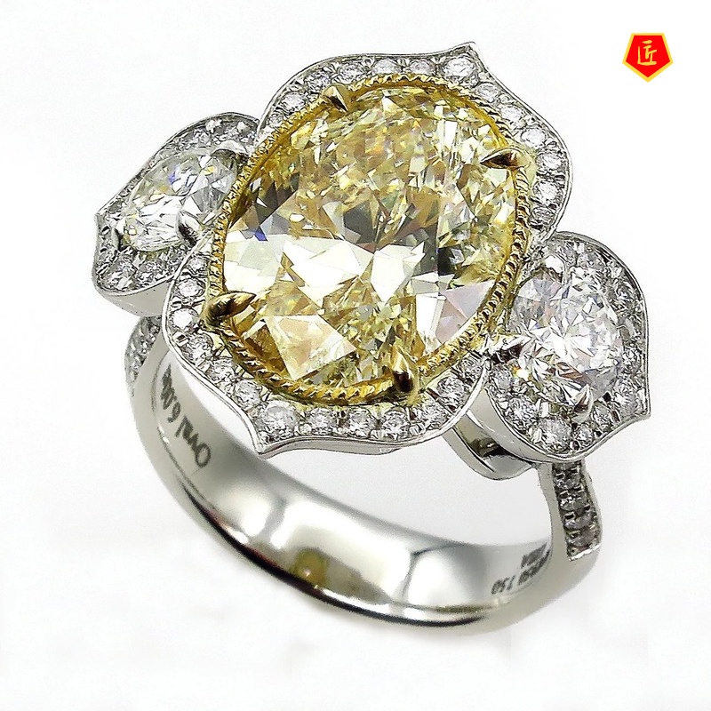 [Ready Stock]Yellow Diamond Ring Luxury Fashion