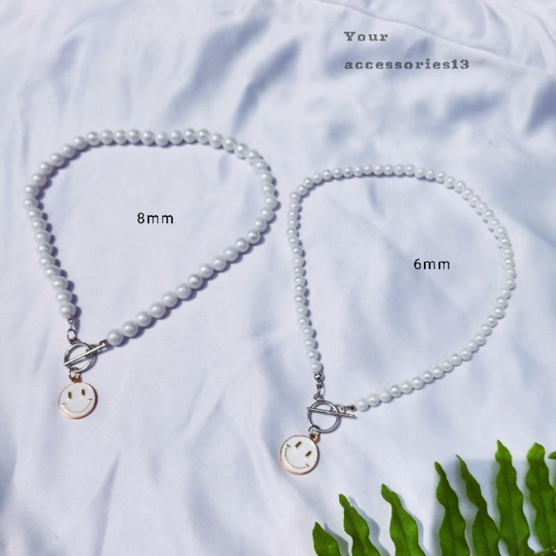 Kalung mutiara || pearl necklace || kalung smile putih