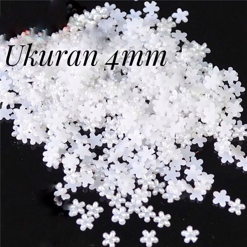 WHITE FLOWER PEARLS 4mm Bahan Nailart nail art PER GRAM