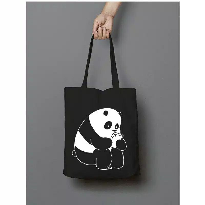 Totebag Pakai Resleting Sadness Panda