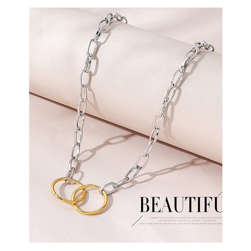 LRC Kalung Fashion Color Mixing Circle Cross Contrast Alloy Hollow Y65230