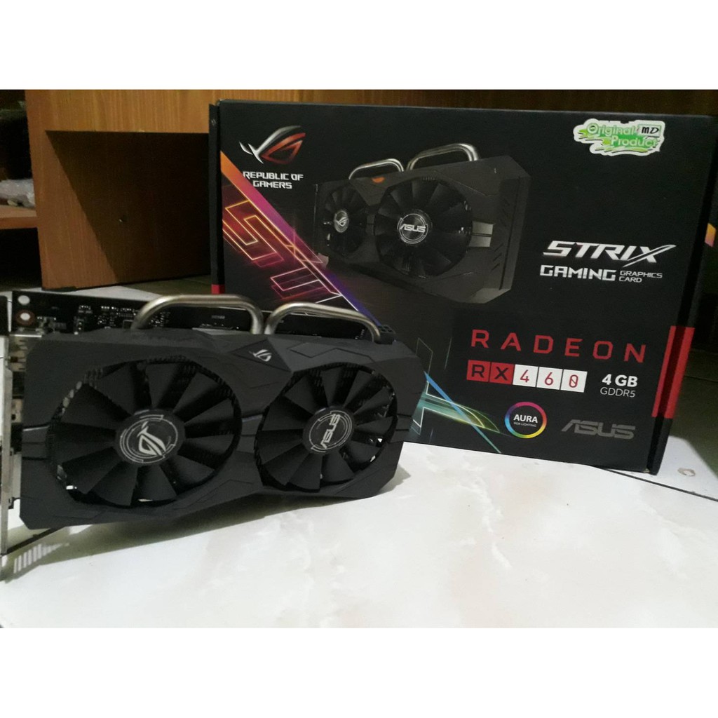VGA Card Asus ROG Strix AMD RX460 RX 460 4Gb 128Bit DDR5 Aura RGB