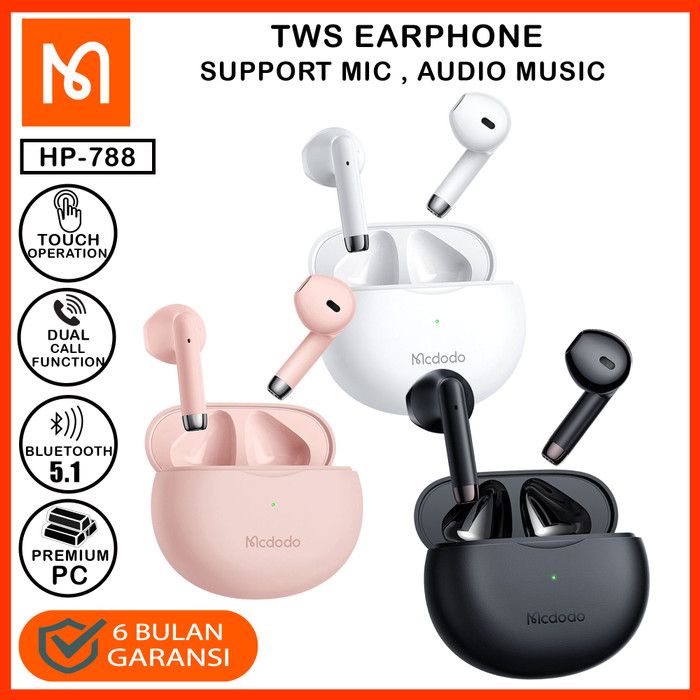 MCDODO Earphone Bluetooth TWS Earbuds Lite - HP-7881 / HP-7882 / HP-7880 - Garansi Resmi 6 Bulan