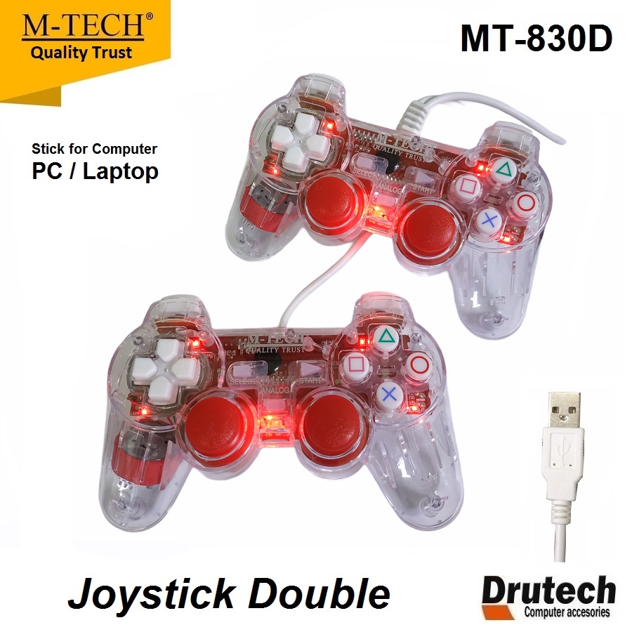 gamepad double joystick usb pc laptop original gaming controller sepasang