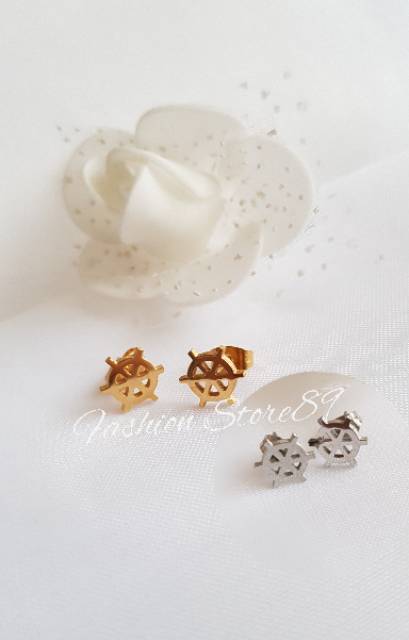 Anting import anting tusuk setir titanium gold white import antikarat fashion simpen elegant