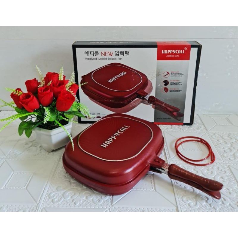 HAPPY CALL Double Pan Asli Jumbo 32 Cm Permukaan Kulit Jeruk