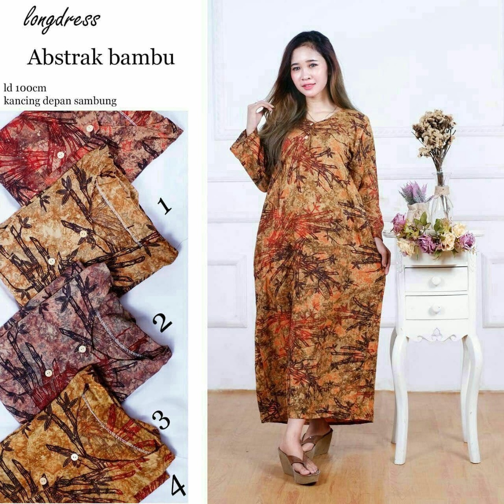 LONGDRESS MOTIF SONGKET LUKISAN ABSTRAK BAMBU KEJORA BATIK CANTIK DASTER PANJANG LONG DASTER LONG HO