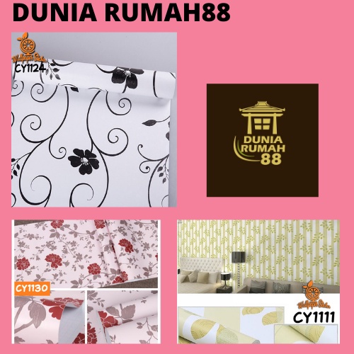 Wallpaper Dinding CY Ukuran 45cm x 9m Motif Bunga Premium