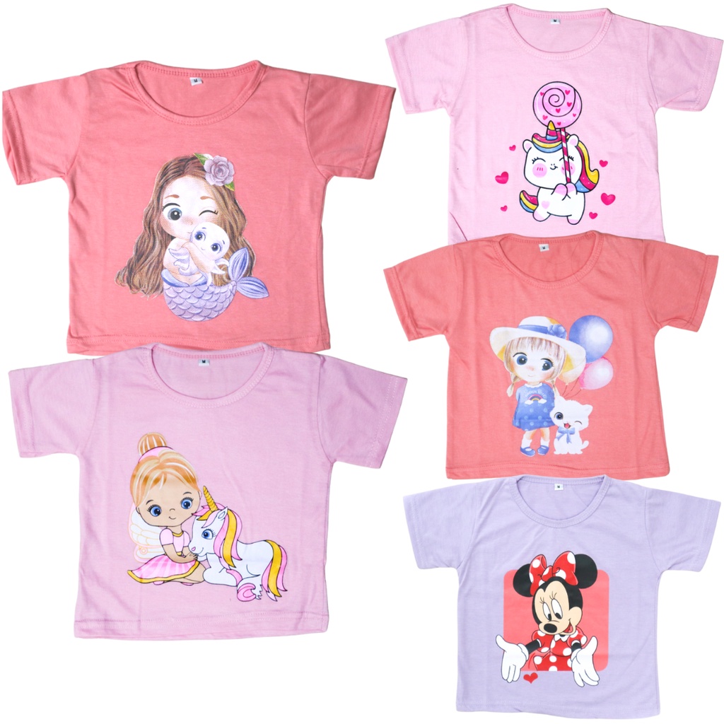 BabynKids - Baju Anak Perempuan / Kaos Anak Perempuan / Atasan Anak Cewek Gambar Motif Karakter / Pakaian Anak Perempuan