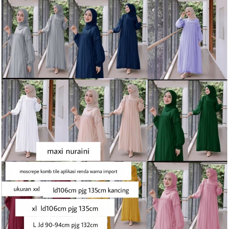 Maxi Nuraini/Maxi Dress Wanita/Maxi Gamis wanita/Maxi Muslim Wanita(GOOD QUALITY)