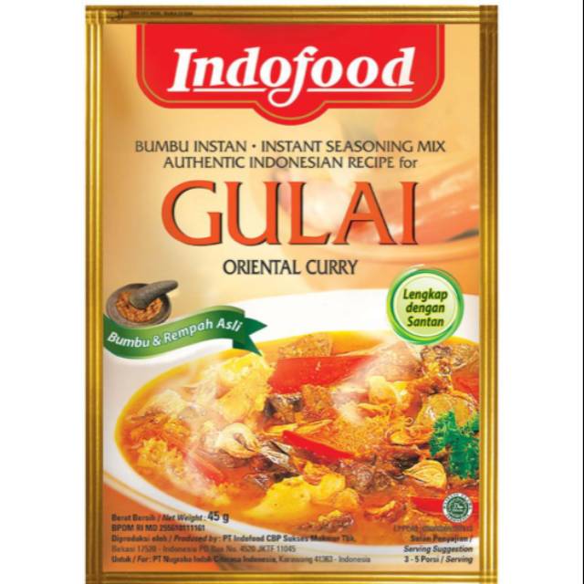 

INDOFOOD BUMBU INSTANT GULAI 45 GR /INDOFOOD INSTANT SEASONING ORIENTAL CURRY