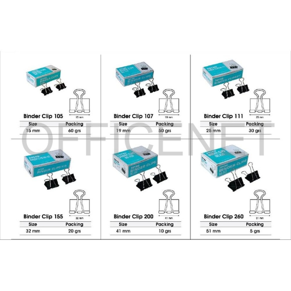 

BINDER CLIP JOYKO NO. 105, 107, 111, 155, 200, 260