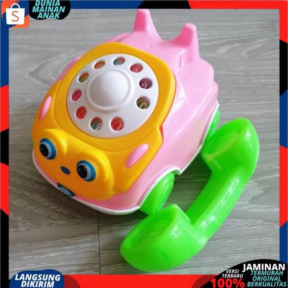 Mainan Mobil Tarik Telephone Berjalan Dan Berbunyi Kring Mainan Teether Rattle Telephone Kerincingan LT119 SNI NEW