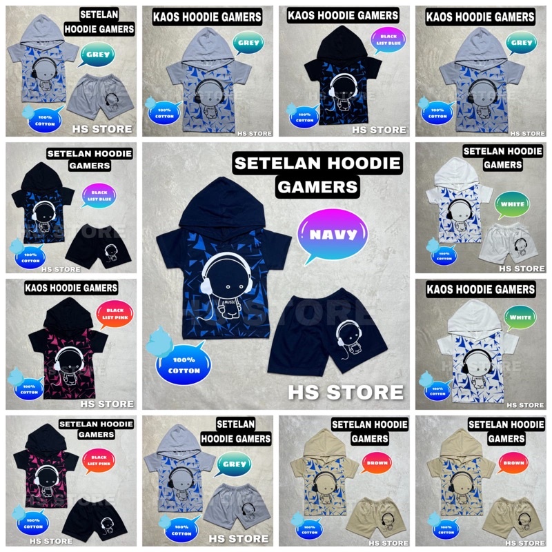 HARGA GROSIR!! SETELAN KAOS HOODIE GAMERS ANAK / BAJU GAMERS ANAK / KAOS GAMERS ANAK