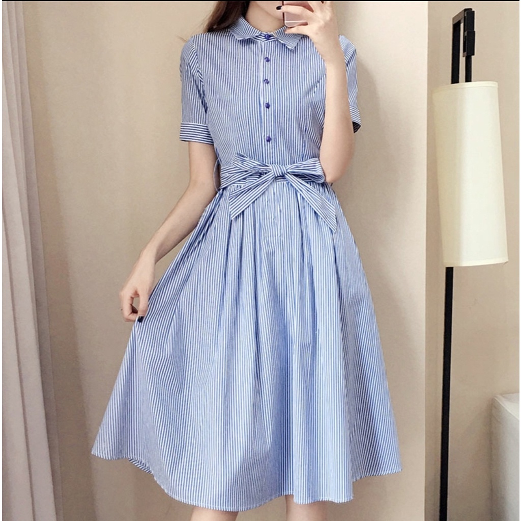 [HNFK] Dress Shelie / Longdress Casual / Dress Salur / Dress Wanita / Dress Korea / Gaun Wanita Kekinian