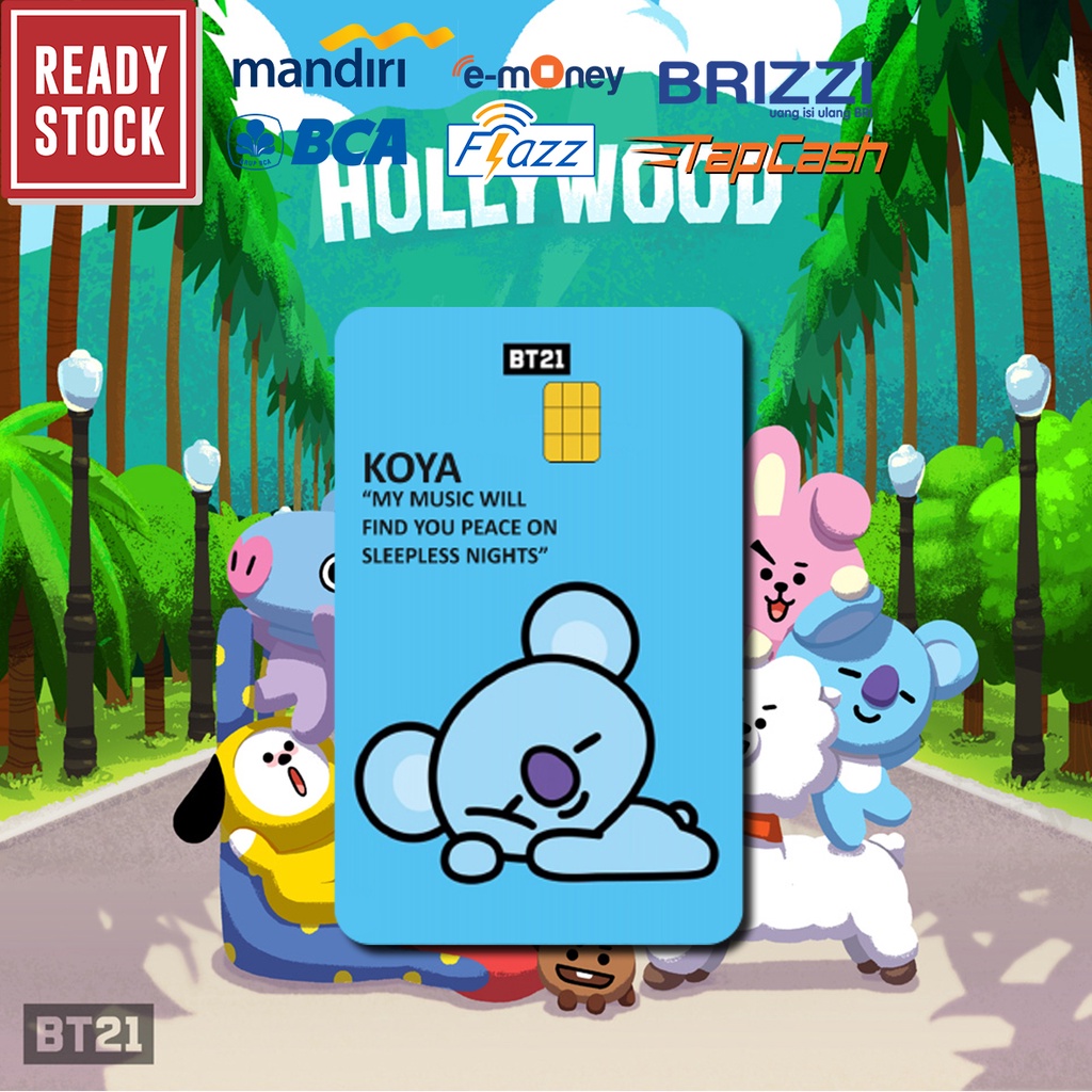 Emoney mandiri flazz bca gen 2 brizzi tap cash custom BT21 Tata, Shooky, RJ, Mang, Koya, Cooky, Chimmy, Van kartu e toll free edit 1 sisi atau 2 sisi cocok untuk komunitas dan souvenir