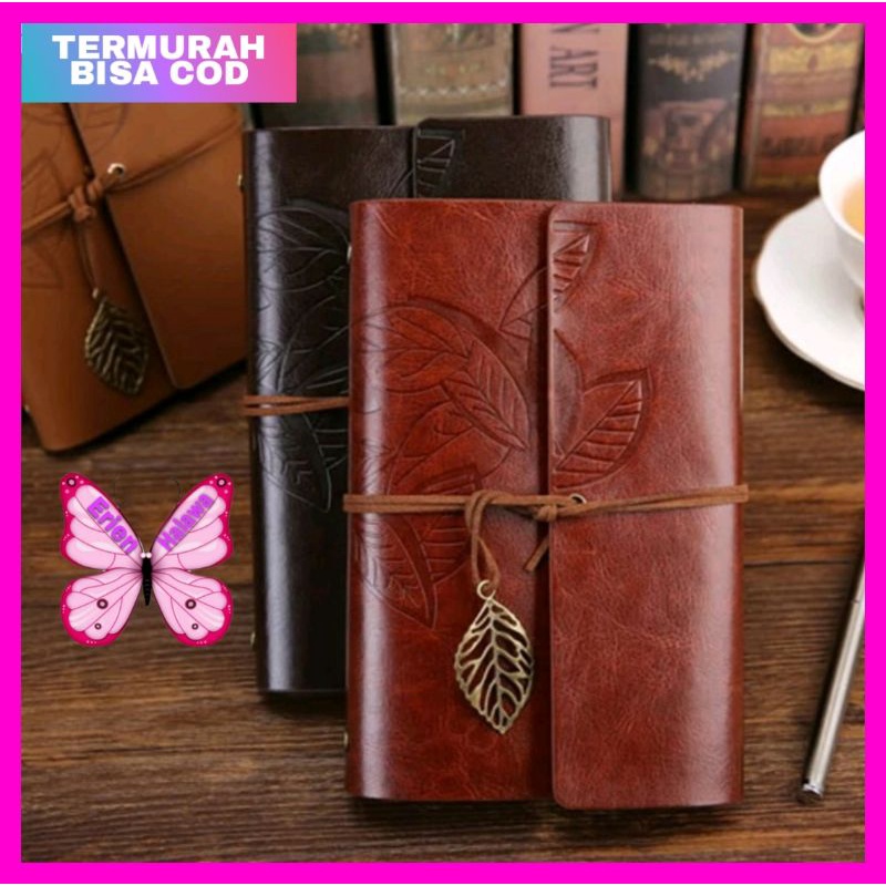 

ERIENHALAWA - Buku Catatan Binder Kulit Retro Leaf Kertas A5 Terbaik