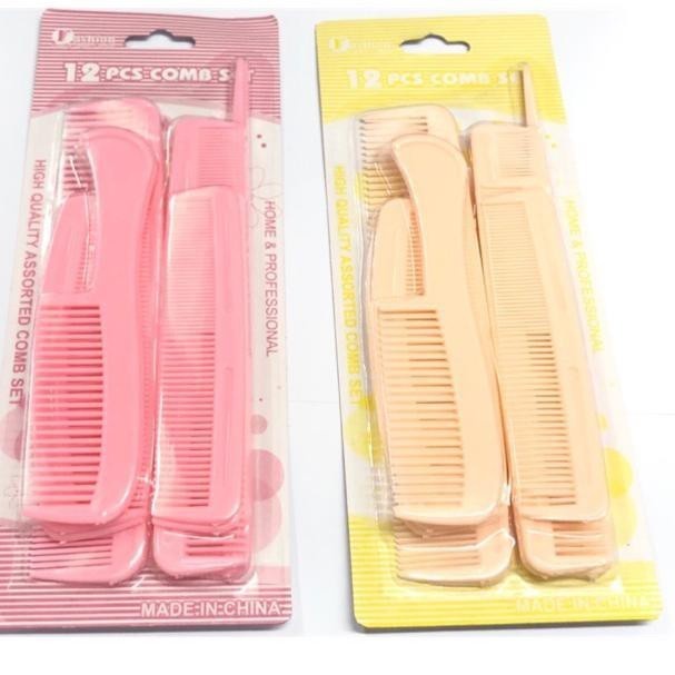 Sisir Rambut 12 In 1 Set - Paket Sisir Rambut Isi 12Pcs Warna Random