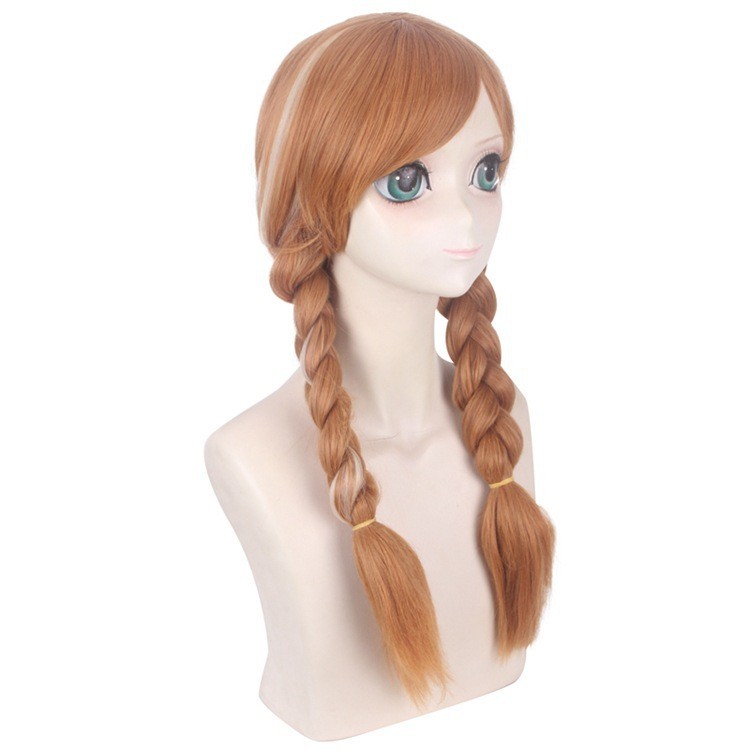 LOL-89 wig daily rambut palsu cosplay panjang brown frozen anna