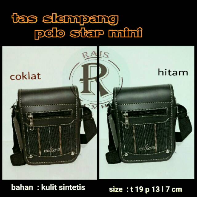 tas slempang pria kulit sintesis polo star mini keren