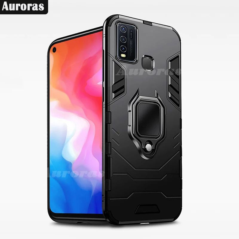 FREE TEMPERED GLASS FULL LAYAR VIVO Y30 Y50 HARD CASE HARDCASE RING STAND ARMOR VIVO Y50 Y30 COVER