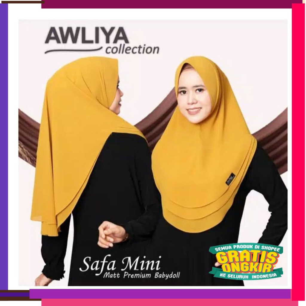 Black White BLue Pink Dusty Orange / khimar SAFA MINI ORI AWLIYA COLLECTION AWLIYA HIJAB TERBARU TER