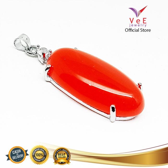 Liontin Batu Giok Merah Delima Siam - Vee Liontin Pendant