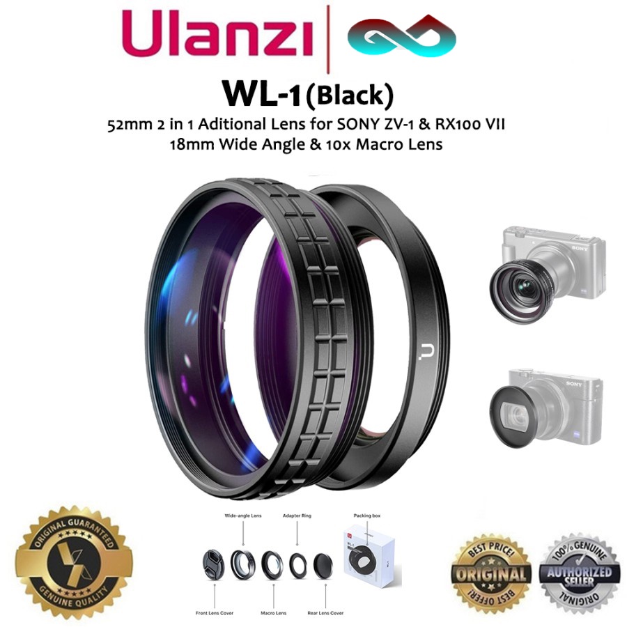 Ulanzi WL-1 52mm Wide Angle & Macro Lens for SONY ZV-1/RX100 VII