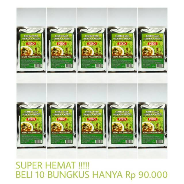 

BUMBU MODEL PIKO 35gr PAKET 10BKS ASLI KHAS PALEMBANG