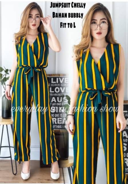 RESTOCK! JCNZ Jumpsuit Stripe Chelly / Jumsuit wanita salur terbaru (Ready 4 warna)