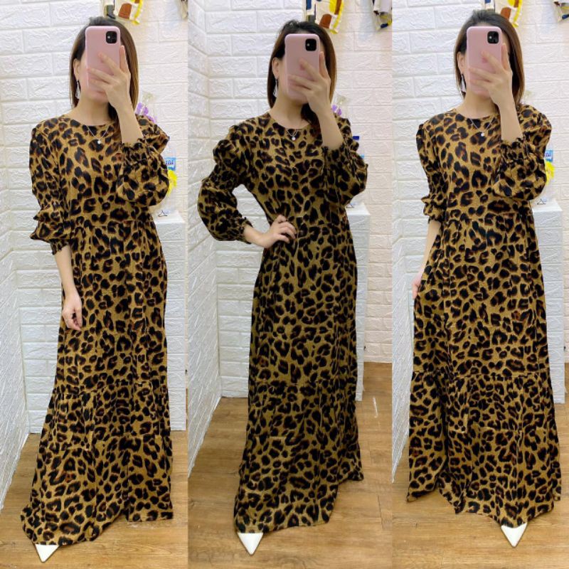 dress panjang lengan panjang  wanita korea