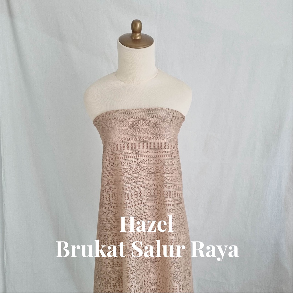 0,5m bahan kain brokat lace kebaya malika hazel krem coklat salur raya star rimba crown mahkota