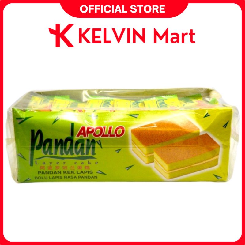 

Apollo Pandan Cake Lapis Rasa Pandan Bolu pck 18g x 24 pcs | KELVIN Mart