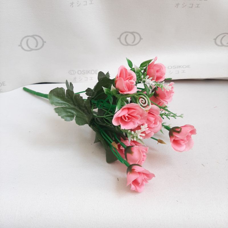 BUNGA MAWAR MINI MINI (10.9)-BUNGA ARTIFICIAL-BUNGA DEKOR-Pink