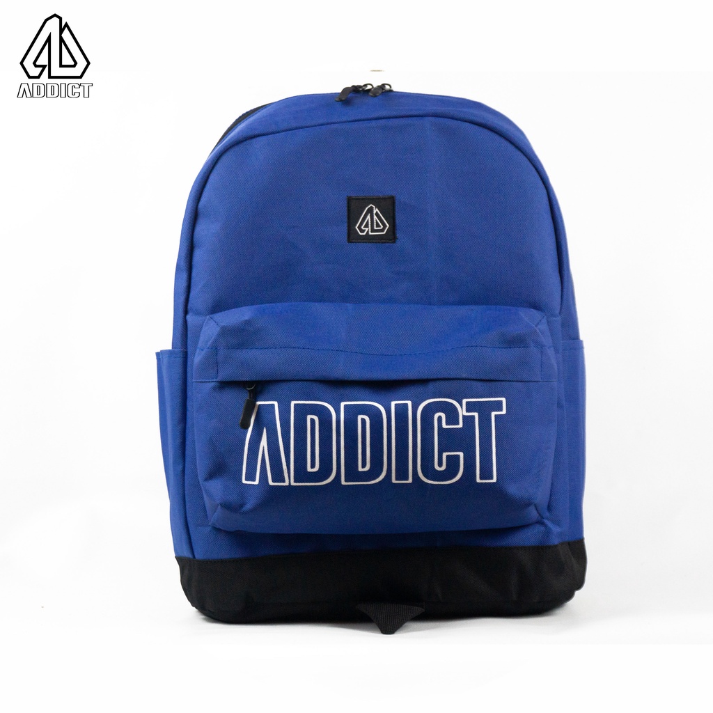 Tas Backpack Biru Hitam | Tas Pria | Tas Laptop | Tas Sekolah | Tas Punggung ADDICT Original