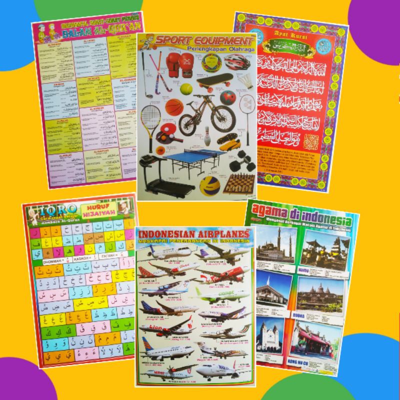POSTER DINDING TEMPEL EDUKASI ANAK POSTER DINDING  AYAT KURSI SURAT PENDEK